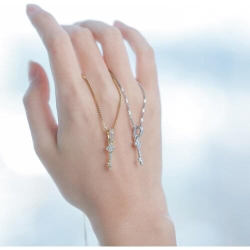 Hiphop S925 Sterling Silver Bling Ice Out Key Pendants Necklaces for Women Men Charm Jewelry Drop Shipping