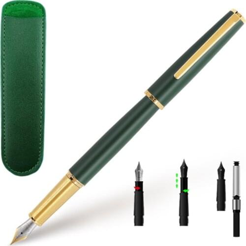 Fountain Pen Jin Hao 95 ink Full Metal Clip Pens Stainless Steel green Classic Fountain-Pen F Nib School Office Supply