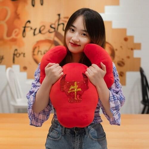 Year of the Ox Wangfu Cow Head Pillow Hand Warmer Factory Direct Sales Year of the Ox Mascot Plush Doll Wholesale Custom Logo