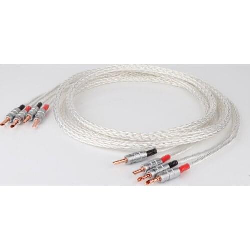Preffair pair 8AG 8N single crystal silver Plated Speaker Cable Banana Plug loudspeaker cable FOR HIFI amplifier