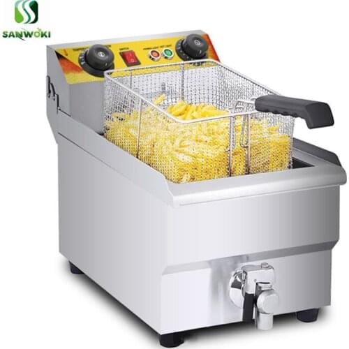 Commercial Deep fryer Stainless steel French fries fryer machine chicken frying oven potato chips Frying machine with oil valve
