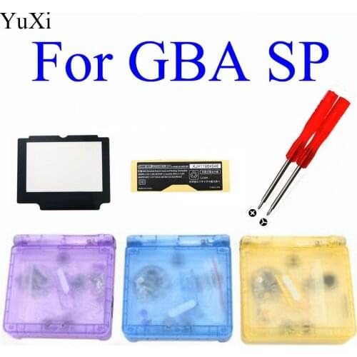 YuXi For GameBoy Advance SP Clear Limited Edition Housing Shell Screen Lens For GBA SP Housing Case Cover w/ Screwdriver
