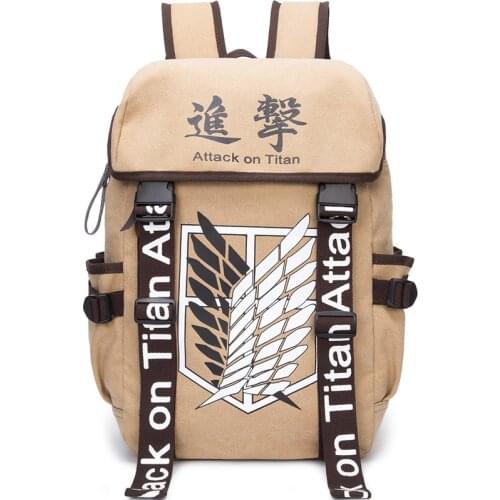 Anime Attack on Titan Backpack Wings of Liberty Backpack Anime Student Bag Brown