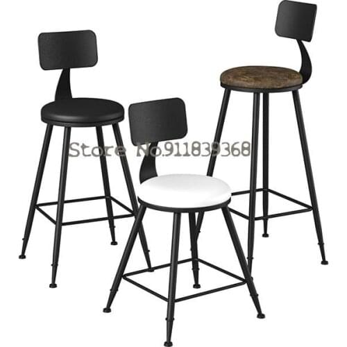 Modern Bar Desk Chair High Stool Northern Europe Simple Family Cafe Front Desk Chair Back Chair Black