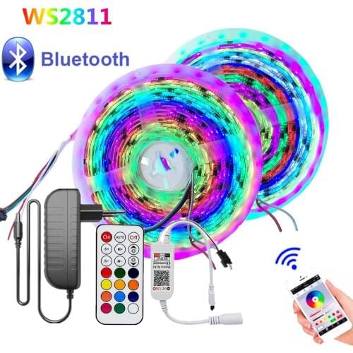 WS2811 Led Strips Lights Dream Color Bluetooth APP Control 5M 10M RGB Lighting Modes Diode Tape DC Power Phone APP Controller