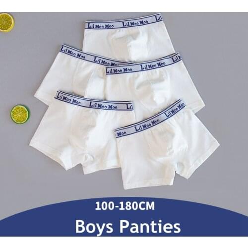 5pcs/pack Kids Underwear Boys Cotton Solid White Panties Toddler Baby Underpants Cartoon Shorts Boxers for Teenage 2 6 10 18Yrs