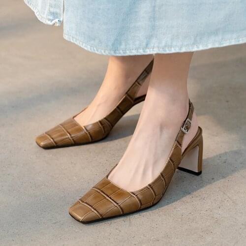 Black Elegant Back Strap Shoes Woman Heels 2021 Spring Summer High Heels Pumps Female Genuine Leather Wedding Shoes For Women