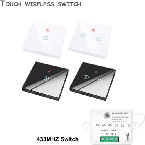 Smart Home Gadgets Control Wiring-free Tempered Touch Wireless Switch Free Sticker With 433MHZ Hidden Switch Controller Module