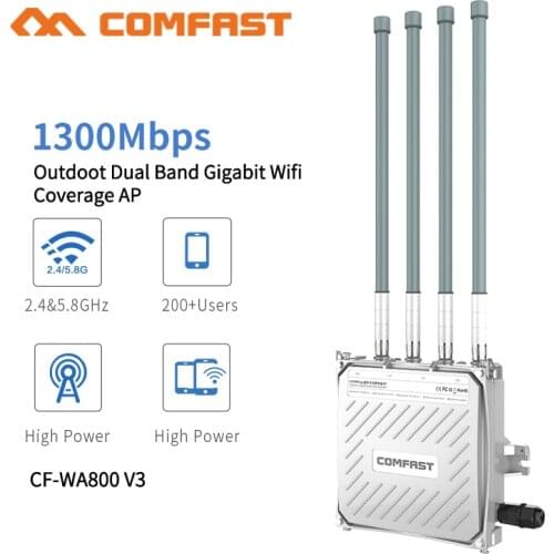 Comfast 1300Mbps Dual Band 5.8G Outdoor AP 4*8dBi Antenna WiFi Cover Base Station Router WiFi Signal Hotspot Amplifier Repeater