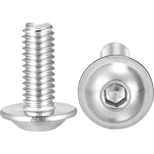 Uxcell M4x10mm 304 Stainless Steel Flanged Button Head Socket Cap Screws Fully Threaded Machine Screw 100Pcs