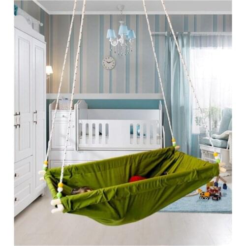 Green Wood Spring Hoppy Hammock Cradle Whoops Ceiling Hanging Swing Baby Bed Iskota Roped Garden Home Picnic Swing Hammock