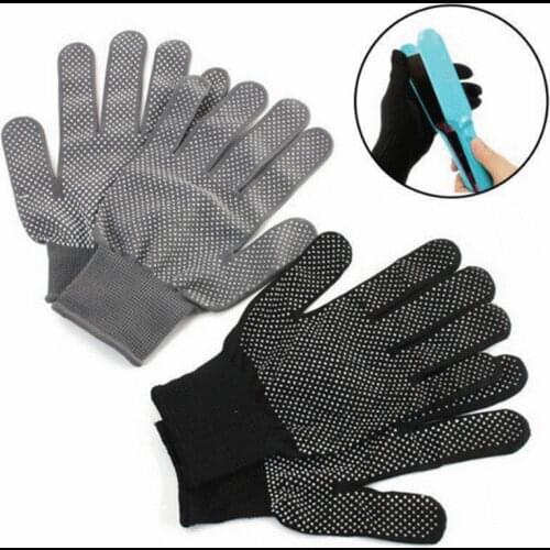 1 Pair High Quality New Arrivals Hair Straightener Perm Curling Hairdressing Heat Resistant Finger Glove Black Grey Color