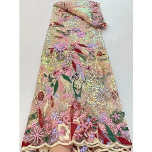 Explosive hot-selling beautiful multi-color sequined tulle lace, African lace fabric, suitable for fashionable ladies' skirts