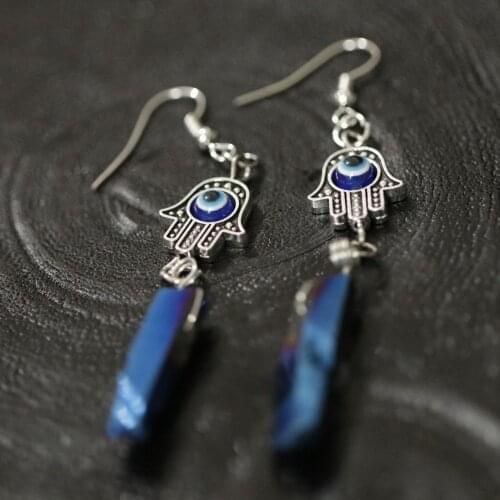 Wicca Accessories Demon Eye Earrings Raw Crystal Earrings Gifts