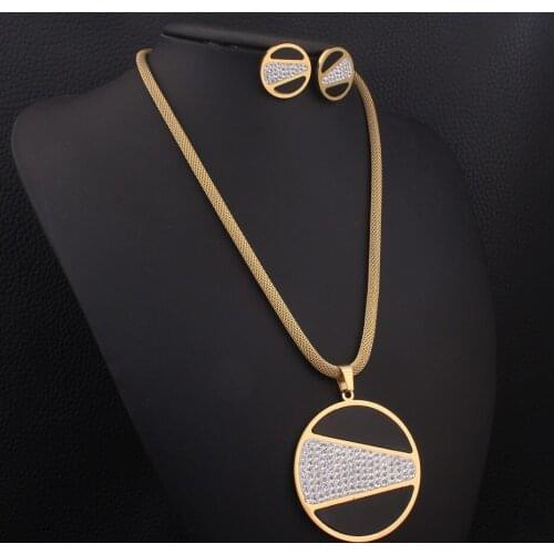 Womens Fashion Round Necklace And Earrings Wholesale Fashion Stainless Steel Jewelry Sets For WOMEN Gift SEDZIACF1