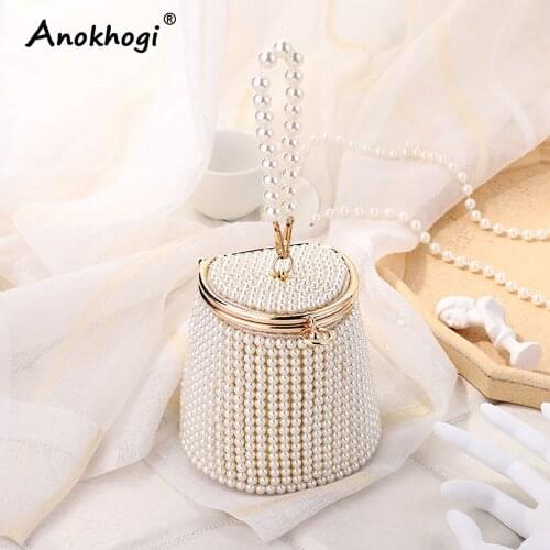 ANOKHOGI Women Pearl Handbag Fashion Bucket Evening Bag Quality Party Bag ML160
