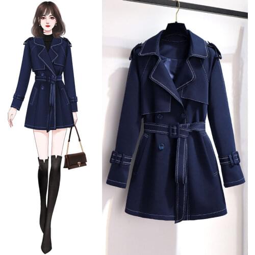 2021 Spring Autumn Woman Double Breasted Vintage Outwear Female Long Trench Coat Windbreaker Large Size Lady Belt Fit Coats Q21