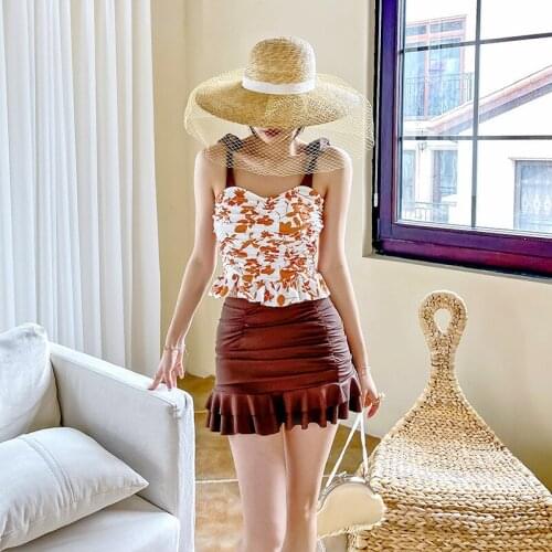 Swimsuit Women 2021 Large Sizes Female Beach Size Fishing Clothes Three Piece Pure Print Polyester Sierra Surfer One Hot For