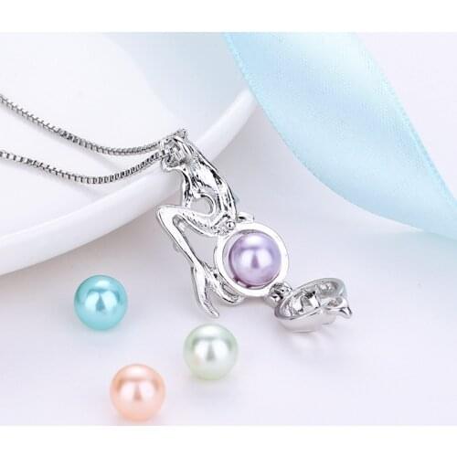 2019 New Fashion Mermaid Pearl Pendant Necklace Delicate Lovely Collarbone Chain Charm Freshwater Pearl Women Jewelry