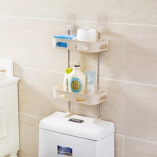 1/2/3 Layer Bathroom Shelf Plastic Waterproof Soap Shampoo Storage Rack Wall-mounted Punch-free Kitchen Seasoning Holder