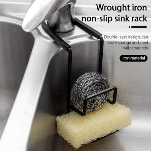 1 Pc Kitchen Bath Rack Snap Fastener Sink Hanging Storage Bag Rack Sponge Storage Rack Sponge Holder Bathroom Holder-Shelf