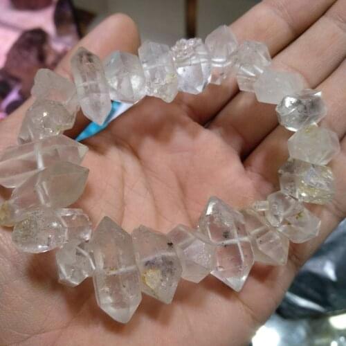 1pcs rare natural stones and minerals herkimer diamond bracelet rough gem healing crystals clear quartz crystal bracelet