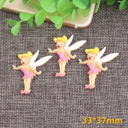 10pcs 37*33MM DIY Resin flying fairy charms angel flatback kawaii cabochon sticker craft jewelry making ornament decoration