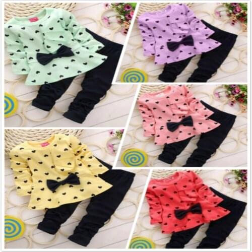 Baby Girl Clothes Set Newborn Kids Long Sleeve Tshirt Top Dress And Pants Trousers 2PCS Clothing Suit Spring Autumn Toddler 0-3Y