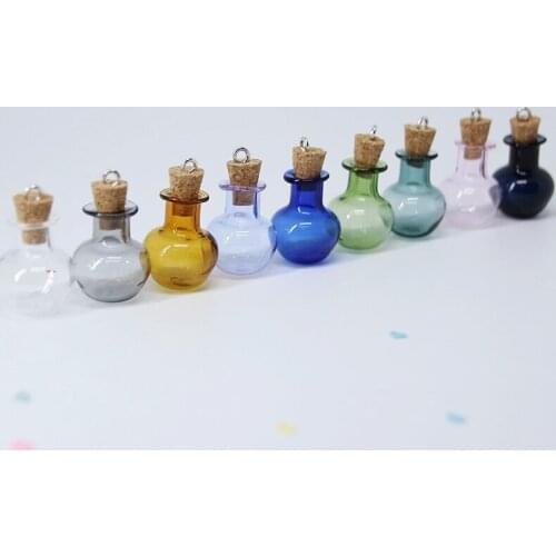 20pcs Mix Color Apple Vase Lovely Small Bottle Tiny Wishing Glass Message Vial With Cork Stopper 2ml mini Containers Home Decor