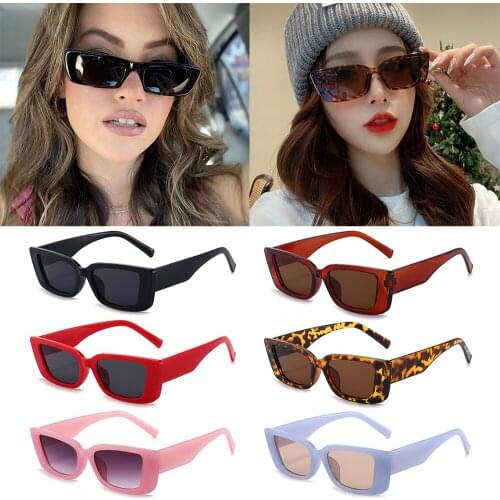 2021 Fashion Rectangle Sunglasses Retro Driving Glasses 90s Vintage Narrow Square Frame UV400 Protection Eyewear Accessories