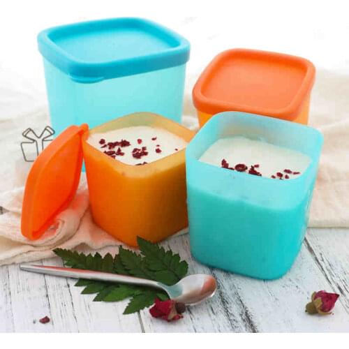 230ml/380ml/750ml 5pcs sealed Ice cream box with cover food grade diy ice cream tub household ice cream ice mold dessert box