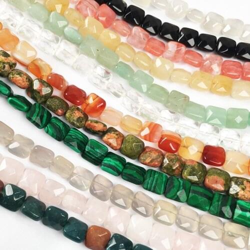 25pcs Faceted Natural Stone Beads Semi-precious Stone Square Shape Jewelry Making DIY Necklace Bracelet Accessories 8x8x5mm