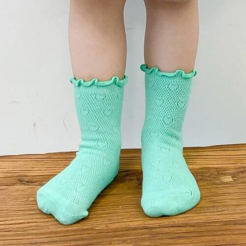 4 Pairs Lot Kid Girl Cotton Lace Long Socks Spring Summer Toddler Children White Ruffle Princess Mesh Thin Sock Baby Accessories