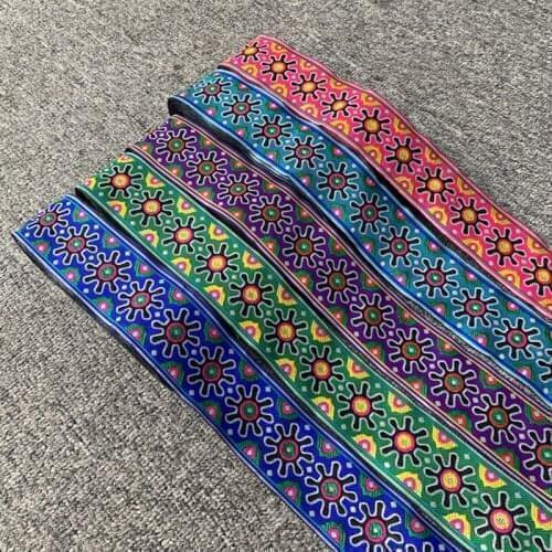 7METER 50MM Woven Jacquard Ribbon Trims Geometric Flower Totem Pattern For Curtain And Clothing Accessory