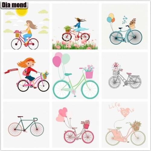 5D DIY Diamond Painting Bicycle Full Square Diamond Embroidery Cartoon Bike Cross Stitch Mosaic Crafts Kit Home Decoration