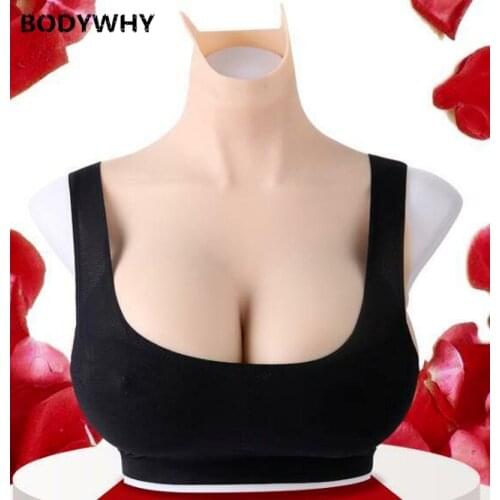 Body Tight Suit G Cup Silicone Breast Forms Fake Boobs Triangle Breasts Suit For Crossdresser Transvestite Drag Queen Shemale