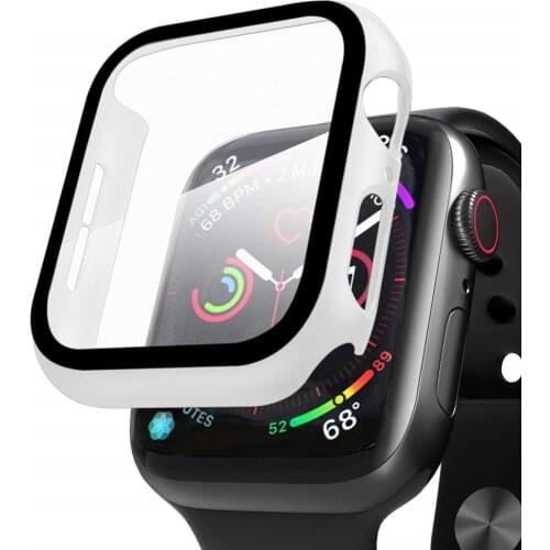 For Apple Watch 44mm Series 5 Case with Glass Screen Protector PC + Bulletproof Full Protection Bumper for iwatch 4 40mm HD Film