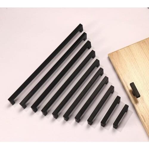 Furniture Black Stainless Steel Square Closet Drawer Cupboard Pulls Bathroom Cabinet Handles Door Knobs Furniture Kitchen 3-15In