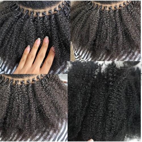 I Tip Hair Extensions Human Hair Afro Kinky Curly 4B 4C Brazilian Remy Human Hair Extensions Hair Bulk Black Color For Women100g