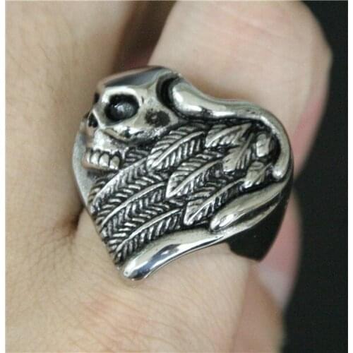 Band Party Hot Heart Skull Ring 316L Stainless Steel Mens Ring Cool Biker Fashion Wings Skull Ring