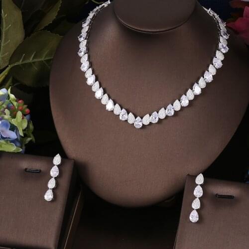 Janekelly 2pcs Bridal Zirconia Full Jewelry Sets For Women Party, Luxury Dubai Nigeria CZ Crystal Wedding Jewelry Sets