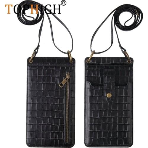 TOPHIGH Customized Initial Letters Cow Leather Men Zip Card ID Holder Crocodile Black Zipper Lanyard Coin Purse For Women 2021