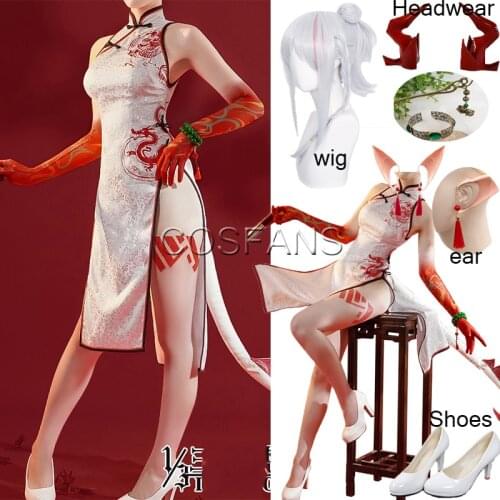 Game Arknights Nian Cosplay Costume Easyfun Printed Cheongsam Uniform Female Activity Party Halloween Wig shoes props Pre-sell