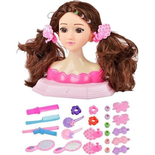 Girls Doll Head Playset Hair Styling Doll Head Doll Pretend Play Princess Set Play Toys Girls Makeup Training With Accessories