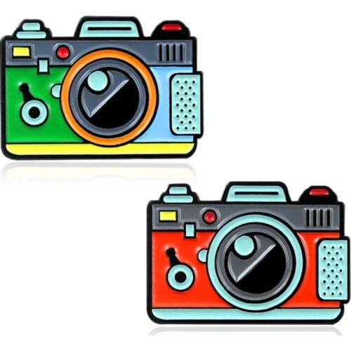 Fashion Camera Brooch 2 Colors Red Green Cartoon Rainbow Enamel Pins Brooch Photography and Kids Badge Gifts Broche brosa