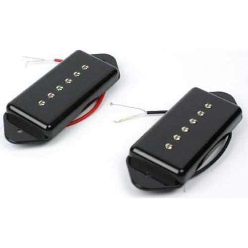 Set of 2 Pcs P90 Dog Ear Single Coil Pickups, Neck & Bridge,Black