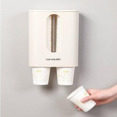 Wall-mounted Paper Cup Rack With Lid, Double-tube Cup Holder, Cup Taker, Household Water Dispenser, Buckle Type