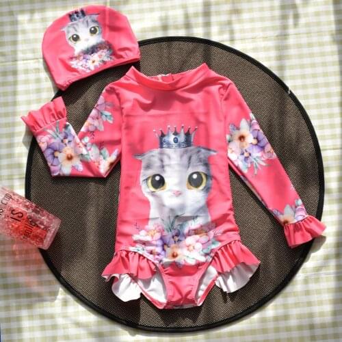 New 2020 Toddler Baby Girls Swimwear 1~8Y Children Swimwear with Cap Swimming suit for kid Ins hot sale Surfing suit -SW452