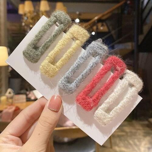 New Women Girls Sweet Knitting Solid Ornament Hair Clips Lady Elegant Rectangular Water Drop Hairpins Female Hair Accessories