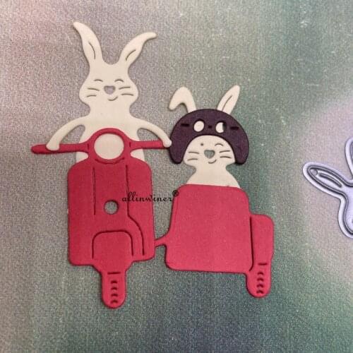 New Easter bunny motorcycle Metal Cutting Dies for DIY Scrapbooking Album Paper Cards Decorative Crafts Embossing Die Cuts